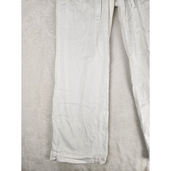 Calvin Klein Pants Women 10 Linen White Pockets Beach Vacation Coastal Lagenlook - Picture 3 of 16